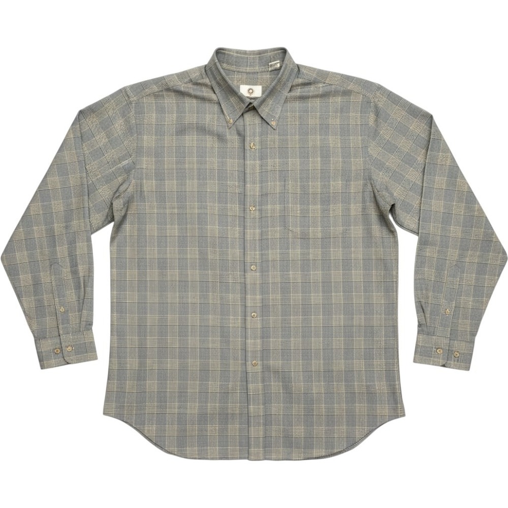 Viyella‎ Button Down Shirt Men XL Grey Glen Plaid Wool Blend Made in USA Vintage